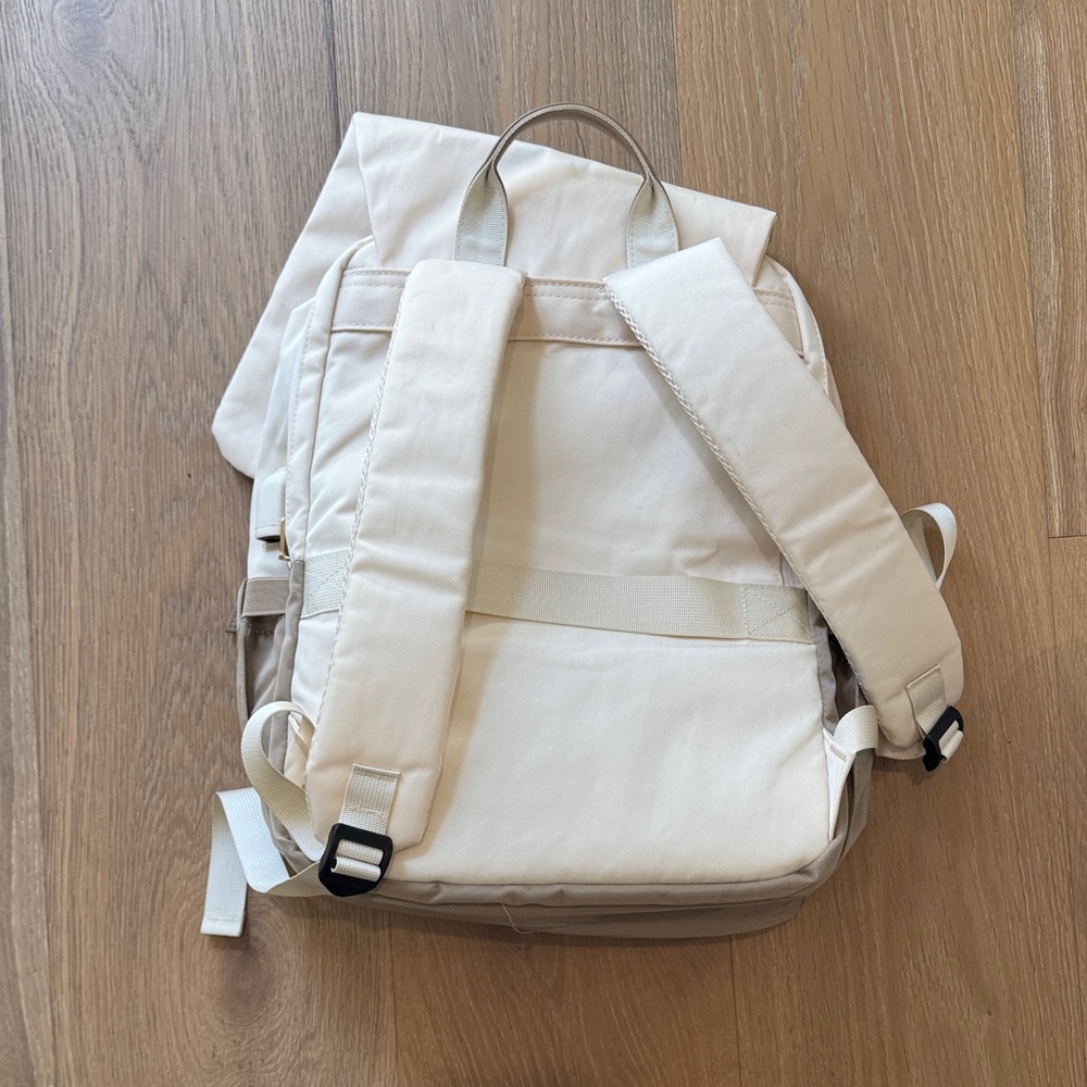 Minimal Cream Canvas Men's Backpack with Padded Straps
